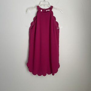 ALC Magenta Sleeveless Alexis Scallop Hem Crepe Shift Dress